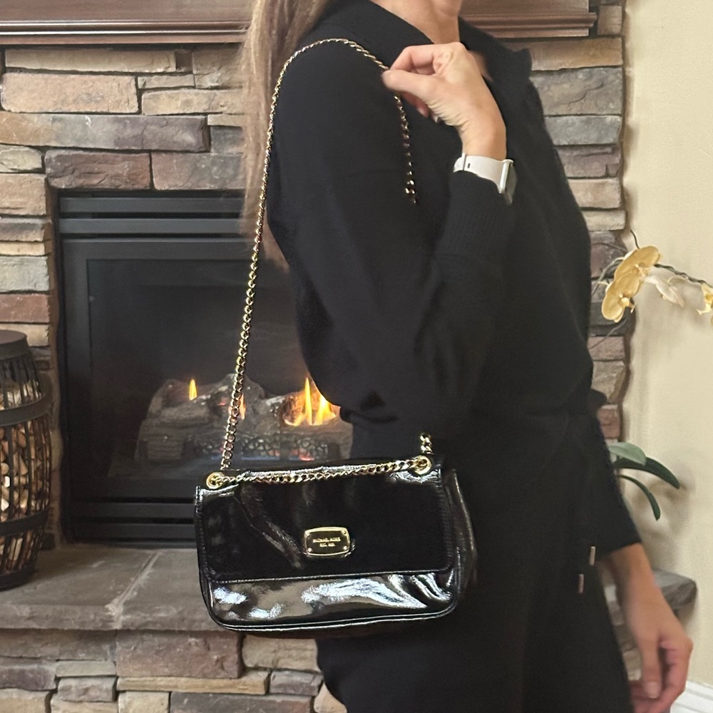 Michael Kors black patent handbag